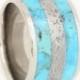 Titanium Wedding Band, Anniversary Ring or Custom Wedding Ring Striped Turquoise and Meteorite Ring
