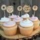 Cute Heart Cupcake Toppers~ (12) ~ Rustic Wedding Cupcake Toppers ~ Wood Slice Cupcake Toppers ~ Spring Wedding