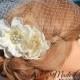 Cream Flower Birdcage Veil- IvoryWedding Headpiece- Wedding Veil