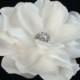 Bridal WHITE FLOWER with rhinestone center  PETITE / pure white hair flower clip / bridal white hair flower