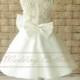 Sheer Lace Flower Girl Dress With Crystals Pearls and Elegant Bow