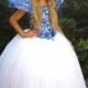White Blue Flower Girls Dress- Birthday Wedding Party Bridesmaid Blue and White Tulle The Snow Queen's Dress
