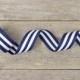 Nautical Ribbon / Navy Blue and White Striped Ribbon - 5/8 inch - 5 yards