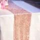 Rose Gold Sequin Table Runner, Glitter Wedding Table Decor, Sparkly Table Linens for Bridal Shower, Engagement Party, Event READY TO SHIP
