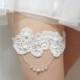 Wedding Bridal Garter - Lovely Garter White Lace Applique with Swarovski Pearls