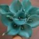 NEW! Natural Real Touch Teal Blue Calla Lily Stems for Silk Wedding Bridal Bouquets, Centerpieces, Decorations