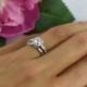 3/4 ctw Halo Wedding Set, Vintage Style Bridal Rings, Man Made Diamond Simulants, Art Deco Ring, Halo Engagement Ring, Sterling Silver