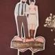 Rustic Wedding Cake Topper- Custom Retro Bride and Groom Couple Wooden Banner Natural Rustic Boho VIntage Retro Couple board topper