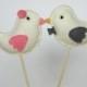 Love Birds Wedding Cake Topper - Bride and Groom, Pink gray ivory, Rustic Cake Topper