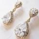 Gold Vintage Wedding Earrings, 1920s Earrings, Gold Bridal earrings, Gold Teardrop earrings, drop earrings, pear shaped earrings - 'CAMILLE'