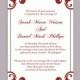 DIY Wedding Invitation Template Editable Word File Instant Download Elegant Printable Invitation Red Wedding Invitation Maroon Invitation
