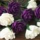 Paper Flower Ivory&Purple Roses, Bridal bouquet, Crepe Rose-dozen, Wedding bouquet, Crepe Bouquet, Creme Purple Flowers, Floral Arrangement