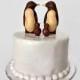 Penguin Cake Topper, Rustic Hand Carved Cake Topper with 2 children, Family of 4 Cake Topper and Keepsake