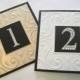 Wedding Table Numbers in Rhinestones & Embossed Frame 6" x 6" each Set of 10