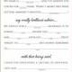 INSTANT DOWNLOAD - Wedding Advice Mad Lib - 5x7 - Printable Wedding Game