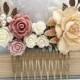 Bridal Hair Comb Dusty Rose Pink Vintage Style Cream Gold Floral Collage Comb Hair Accessories Romantic Wedding Hair Comb Bridemaids Gifts