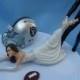 Wedding Cake Topper Oakland Raiders G Football Themed w/ Garter Sports Fan Bride Groom Bridal Shower Bachelor Bachelorette Party Gift Idea