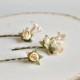 Ivory flower hair pins, bridal hair clips, victorian bobby pins, wedding hair accessories - Attic roses