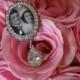 Wedding Bouquet Photo Charm, Oval Bridal Bouquet Charm, Swarovski Crystal Memory Photo Charm