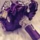 Purple Rich Classic Bridal Brooch Bouquet. Deposit on Purple Silver Gold Champagne Pearl Crystal Wedding Broach Bouquet