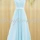 light Blue lace prom dresses,Long prom dress,Chiffon prom dress,Bridesmaid dress custom for buyer D1804
