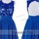 2015 Women Sexy Royal Blue Appliques Backless Short Homecoming Dress/Sexy A-Line Short Prom Party Dress/Custom Made 0398