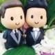 Same Sex Wedding Cake Toppers - Two Grooms - Male Gay Homosexual LGBT Cute Custom Personalized Decoration Groom Gift + Free Shipping!