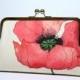 Romantic Poppy in Raspberry-red , Bridesmaid Clutch (choose your clutch and color) With Silk Lining, Wedding clutch