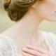 LUCILLE lace bridal comb with pearls in ivory