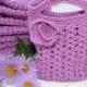 Purple Crocheted Gift Bags Mini Tote Bag Bridesmaids Gift Bags Bridal Party Accesories