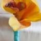 Tangerine and Aqua Orchid Silk Boutonniere