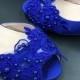 Full Sizes Royalblue Peep toe ladies Wedding Shoes,Cobalt Lace Flowers Bridesmaid Heels Shoes,USA Size 4 5 6 7 8 9 10 11 12 Size 4~12.5