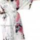 On Sale Kimono Robes Bridesmaids Silk Satin White Colour Paint Peacock Desigh Pattern Gift Wedding dress for Party Free size