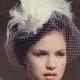 Weddings, Ivory Birdcage Veil, Bridal Hat, Feather Fascinator, Silver Screen Star, Batcakes Couture