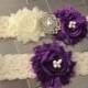 Eggplant Garder Purple Wedding Garter Belt - Royal Purple Bridal Garters Eggplant Wedding Garder Belt Plum Garter Set Purple Bridal Lingerie