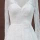 Long Sleeve Lace Simple Wedding Dress with Keyhole Back