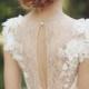 Stunning Deep V-neck Cap Sleeves Chiffon Sweep Train Vintage Wedding Dresses - LightIndreaming.com