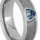 Blue Topaz Ring with Gibeon Meteorite in Palladium Band, Trillion Cut Engagement Ring