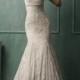 Bateau Neckline V-back Lace Wedding Dress