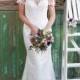 Illusion Neckline Short Sleeves Lace Mermaid Wedding Dress - LightIndreaming.com