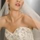 Sparkling Tulle Strapless Classic Beaded Ball Gown Wedding Dress with Semi-cathedral Train