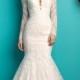 Long Sleeves Plunging V-neck Lace Wedding Dress with Sheer Illusion Back