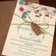 Mason Jar Wedding Invitation with Kraft Envelope - Rustic Wedding Invitation Love Tag Twine - Red Teal Wedding Invitation