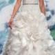 Luxury Silk White Strapless Fall Wedding Dress with Organza Ball Gown Skirt