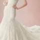 Alluring Tulle&Satin Mermaid V-neck Natural Waistline Wedding Dress
