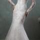 Sheer Lace Sleeves Bateau Neckline Fit and Flare Trumpet Mermaid Wedding Dress