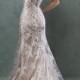 Luxury Mermaid V-neck Lace Wedding Dress with Illusion Back - luckybridalgown.com