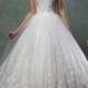 Sheer Neckline Lace Appliques A-line Wedding Dress - luckybridalgown.com