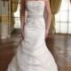 Strapless Organza Satin Mermaid Wedding Dress with Crystal Bodice and Pick-up Skirt