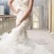 Beaded and Embroidered Organza Trumpet Bridal Gown with Tufted Skirt